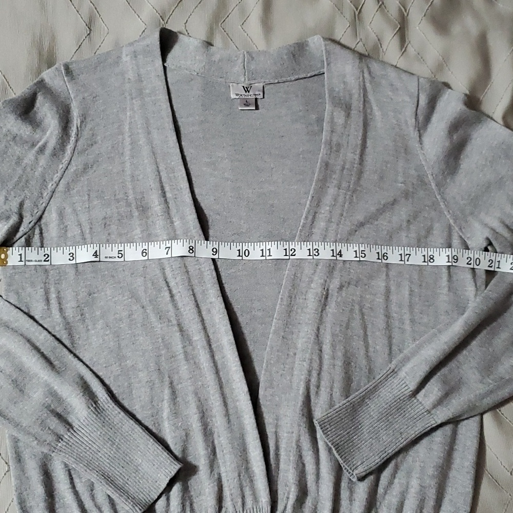 Worthington Gray Open Front Button Cardigan Sweater Cotton Blend Size Large - Picture 9 of 11
